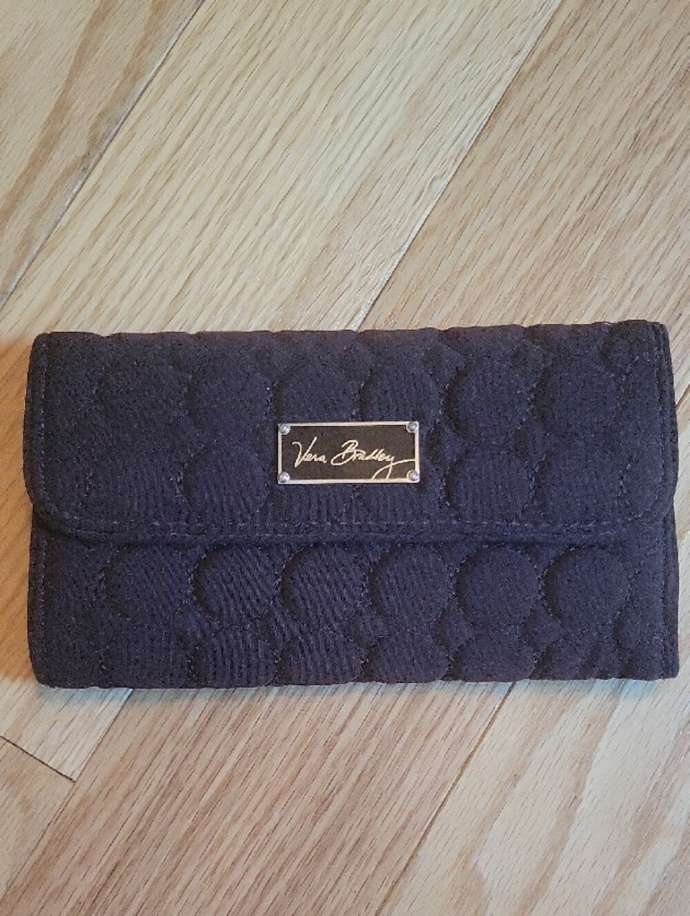 Vera Bradley Brown Quilted Wallet with Signature Plaque